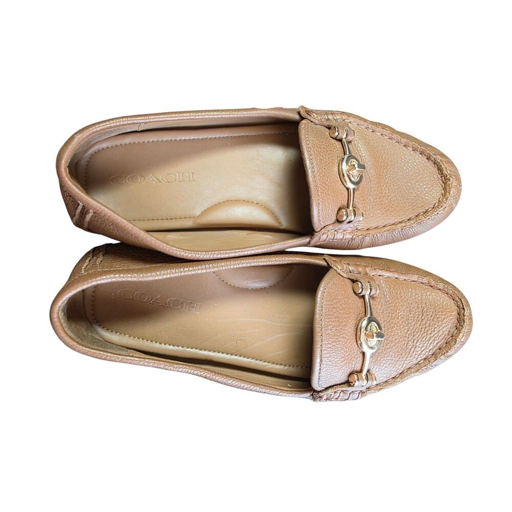 Coach Arlene Chestnut Brown Pebble Leather Turnlock Loafers Flats Size 8